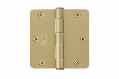 Emtek 910233 Steel Hinges (Pair) SD 1/4" Radius Corner 3.5"x3.5" Polished Brass
