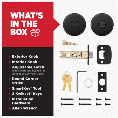 Kwikset 97300-935 Pismo Privacy Door Knob with lock Matte Black
