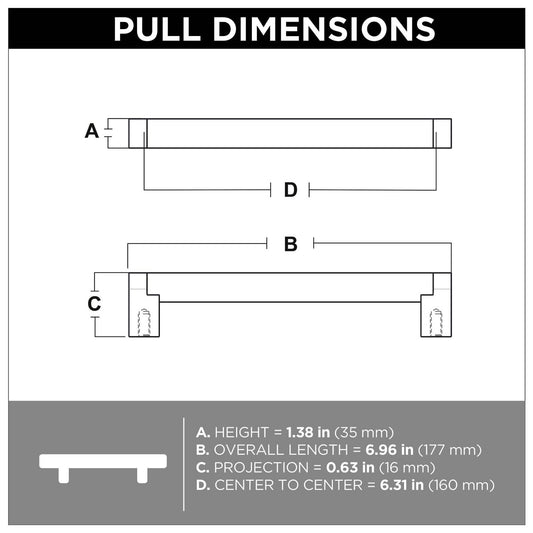Liberty Hardware P28922-SS-C Stratford 6-5/16 (160mm) Stainless Steel Bar Pull