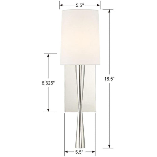 Crystorama Sconce Trenton 1 Light Polished Nickel