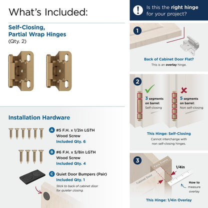 Amerock BPR7566CZ Cabinet Hinge 1/4 in Champagne Bronze 2 Pack