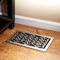 Signature HW-Old Victorian Brass Floor Register-Mottled Antique Pewter-14x2-1/4"