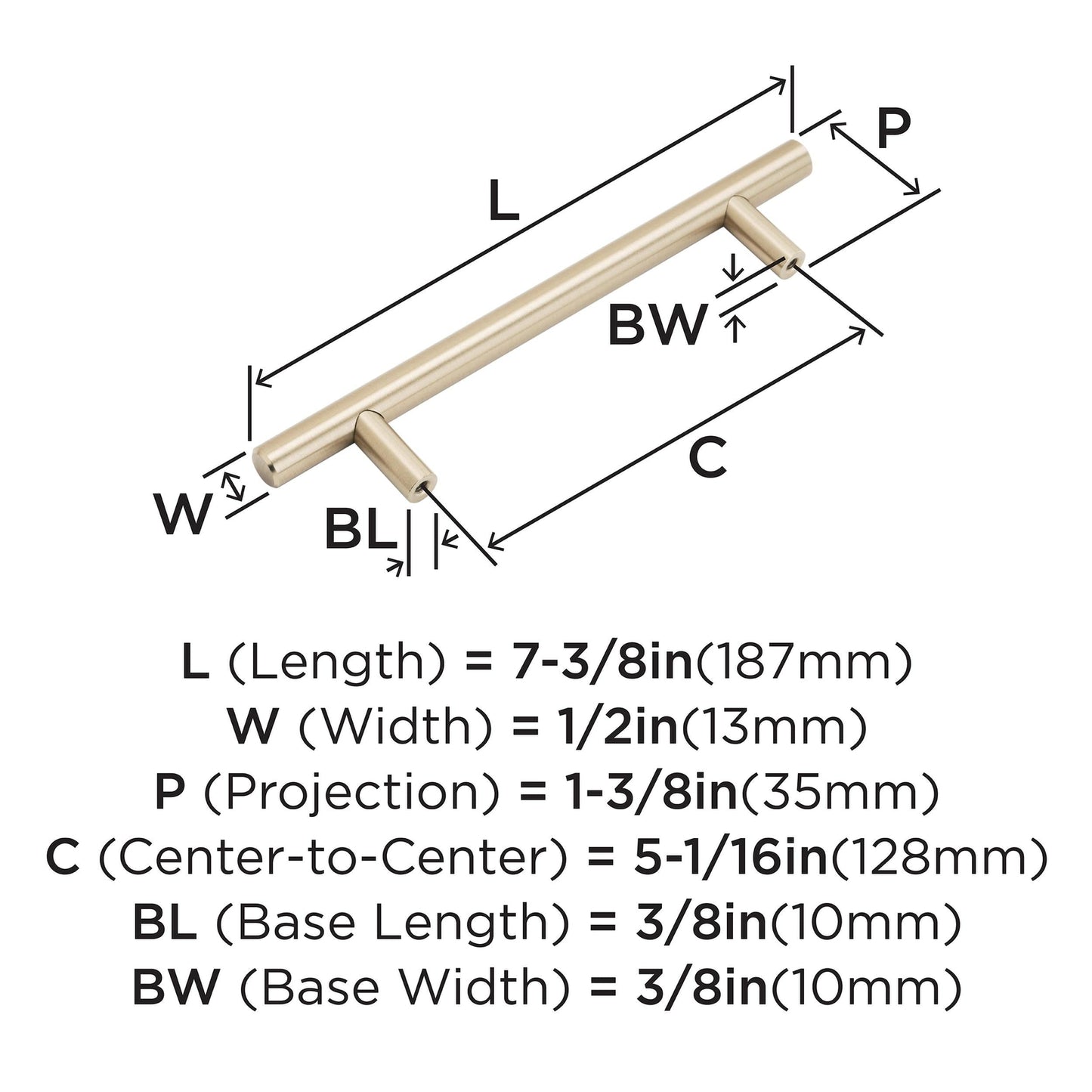Amerock Cabinet Pull Champagne Bronze 5-1/16 inch (128 mm) BP40517CZ