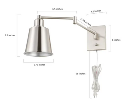JONATHAN Y Lighting JYL7576 Cary 9" Tall LED Plug-In Wall Sconce - Nickel