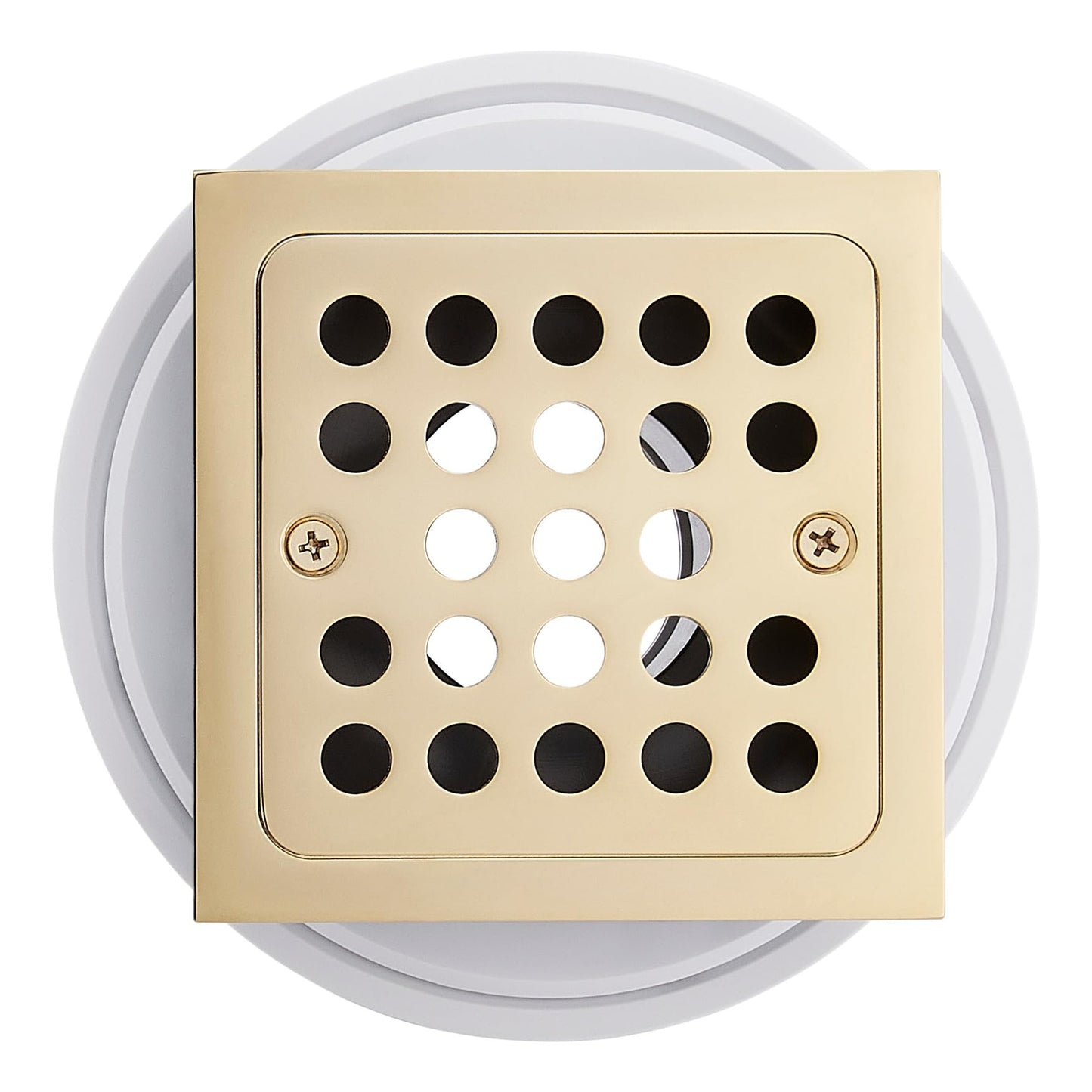 Signature Hardware 948036 Menlo Square Shower Drain with Flange - Aged Brass
