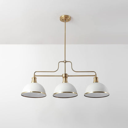 Globe 60885 Beckett 3-Light Linear Chandelier, Matte White, Matte Brass Accents