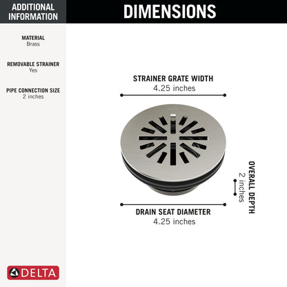 Delta DT051411-SS - 4 Inch Prefab Round Shower Drain -  Brilliance Stainless