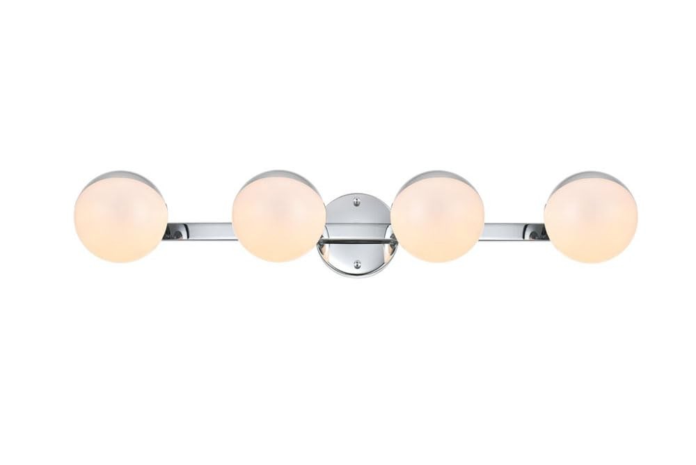 Living District Majesty 4-Light Metal Bath Sconce in Chrome/Frosted White