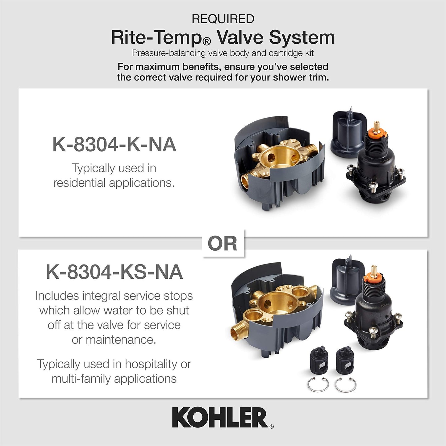 Kohler TLS10276-4-CP Forte Sculpted Rite-Temp® Shower Valve Trim No Head Chrome