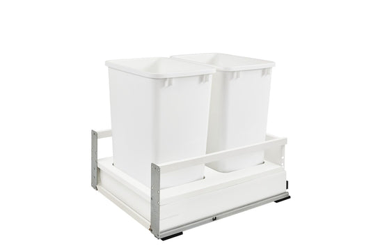 Rev-A-Shelf - TWCSC-21DM-2 - Double 35 Qt. White Pull-Out Bottom Mount Waste