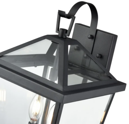 Millennium Lighting Mensun 2 Light 18" Outdoor Wall Sconce w/Clear Glass-Black