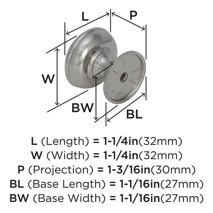 Amerock 55342-PN Revitalize Cabinet Knob Polished Nickel 1-1/4" Diameter