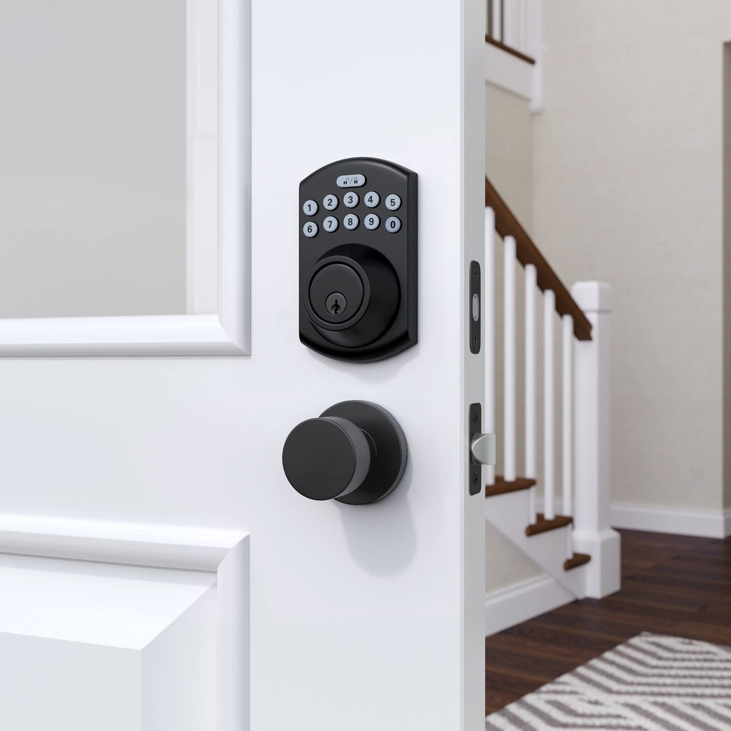 Miseno MLK4080 Tuscora Shaker Passage Door Knob Set Round Rose - Matte Black