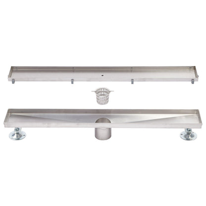 SH 404979 Cohen 60" Tile In Linear Shower Drain w Flange Brushed Stainless Steel