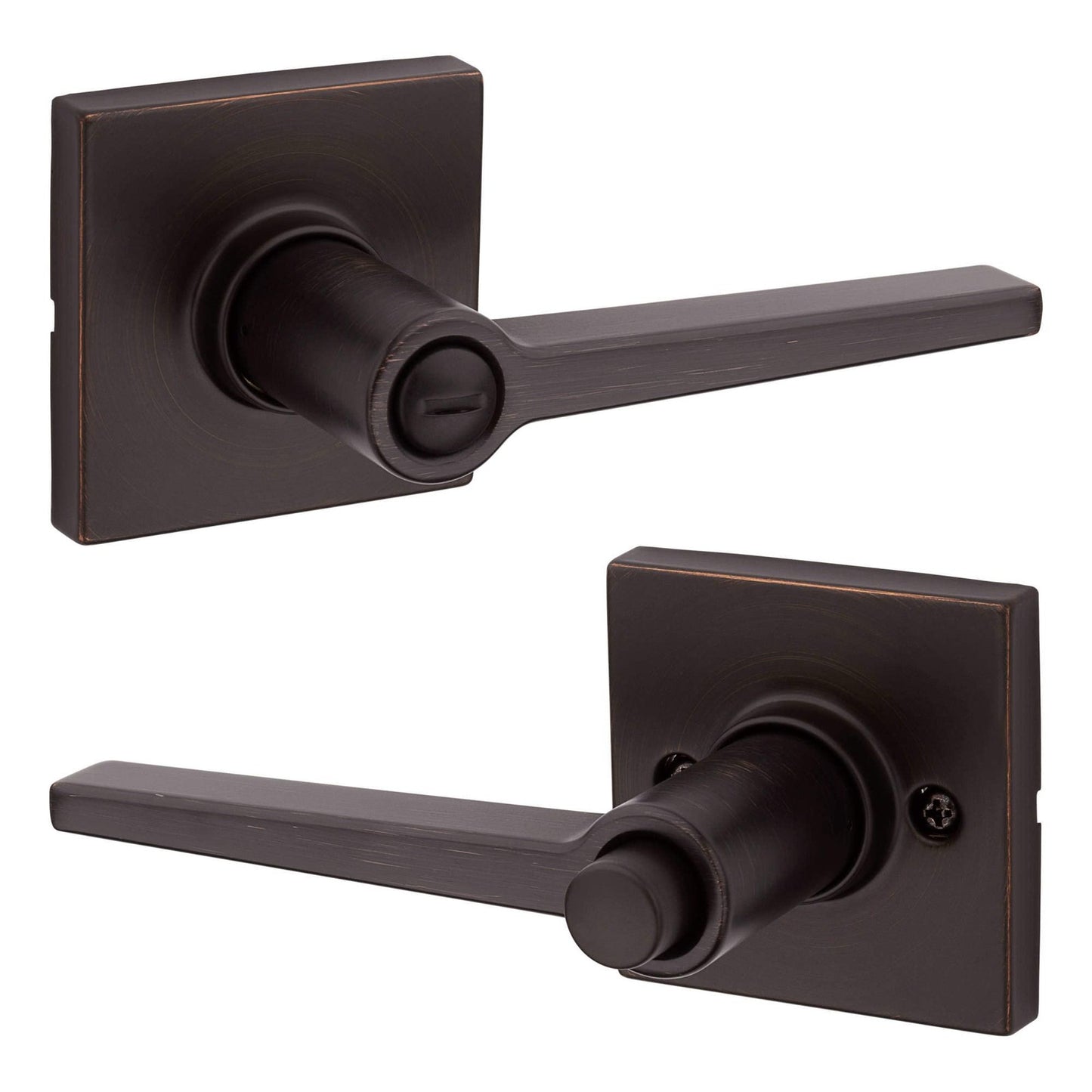 Kwikset Safe Lock Daylon Lever Square Rose Privacy Lock Satin Nickel