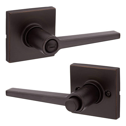 Kwikset Safe Lock Daylon Lever Square Rose Privacy Lock Satin Nickel