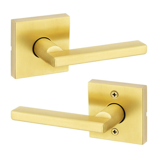 Kwikset Halifax Interior Passage Door Handle, Satin Brass 730 HFL RDT 4 6AL RCS