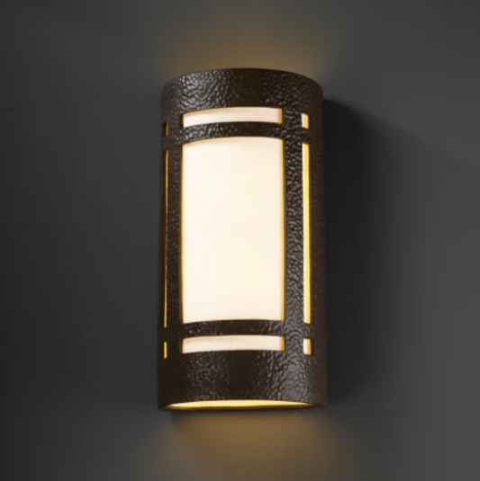Justice Design CER-7497W-HMIR Ambiance Outdoor Wall Sconce - Hammered Iron