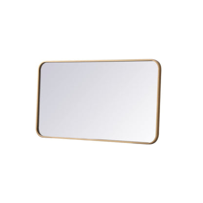 Elegant MR802036BR Evermore 20x36 Soft Corner Metal Rectangular Mirror in Brass