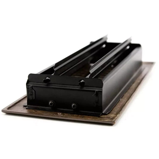 Signature Hardware-Modern Style Brass Floor Register w/wall Clips 4x12"-Black Powder - view 2