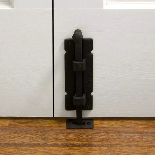 Signature Hardware-8" Vertical Mount Square Iron Surface Bolt-Black Powder Coat