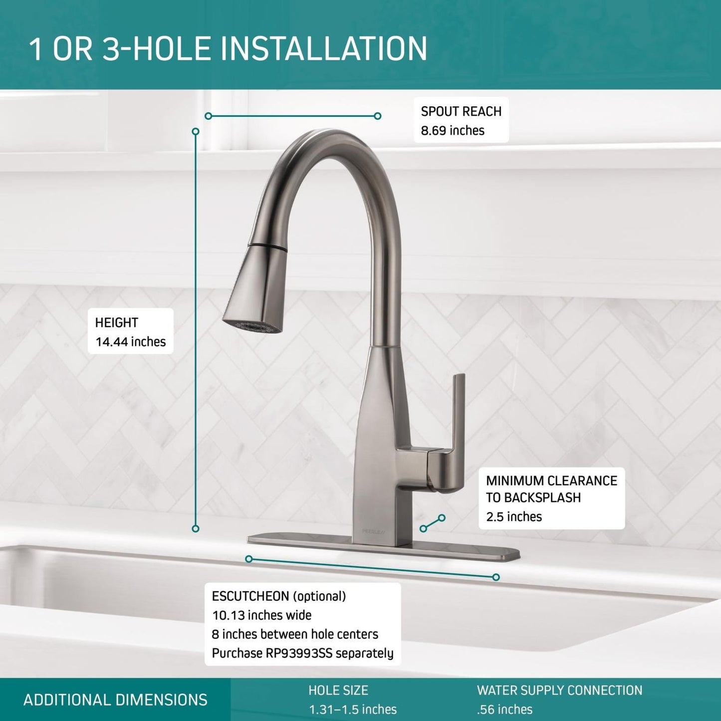 Peerless Xander Single-Handle Kitchen Faucet Pull Down Sprayer P7919LF-SS