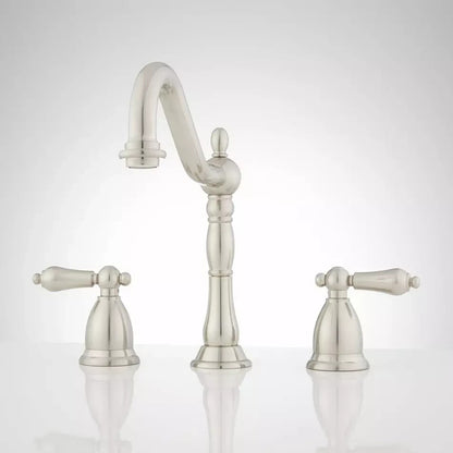 Signature Hardware-Victorian Widespread Bathroom faucet-Lever-Brushed Nickel