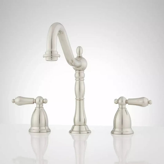 Signature Hardware-Victorian Widespread Bathroom faucet-Lever-Brushed Nickel