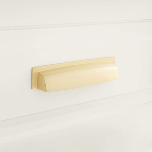Signature Hardware B-4092-BSB Edvard 5" C2C Cup Cabinet Pull - Satin Brass