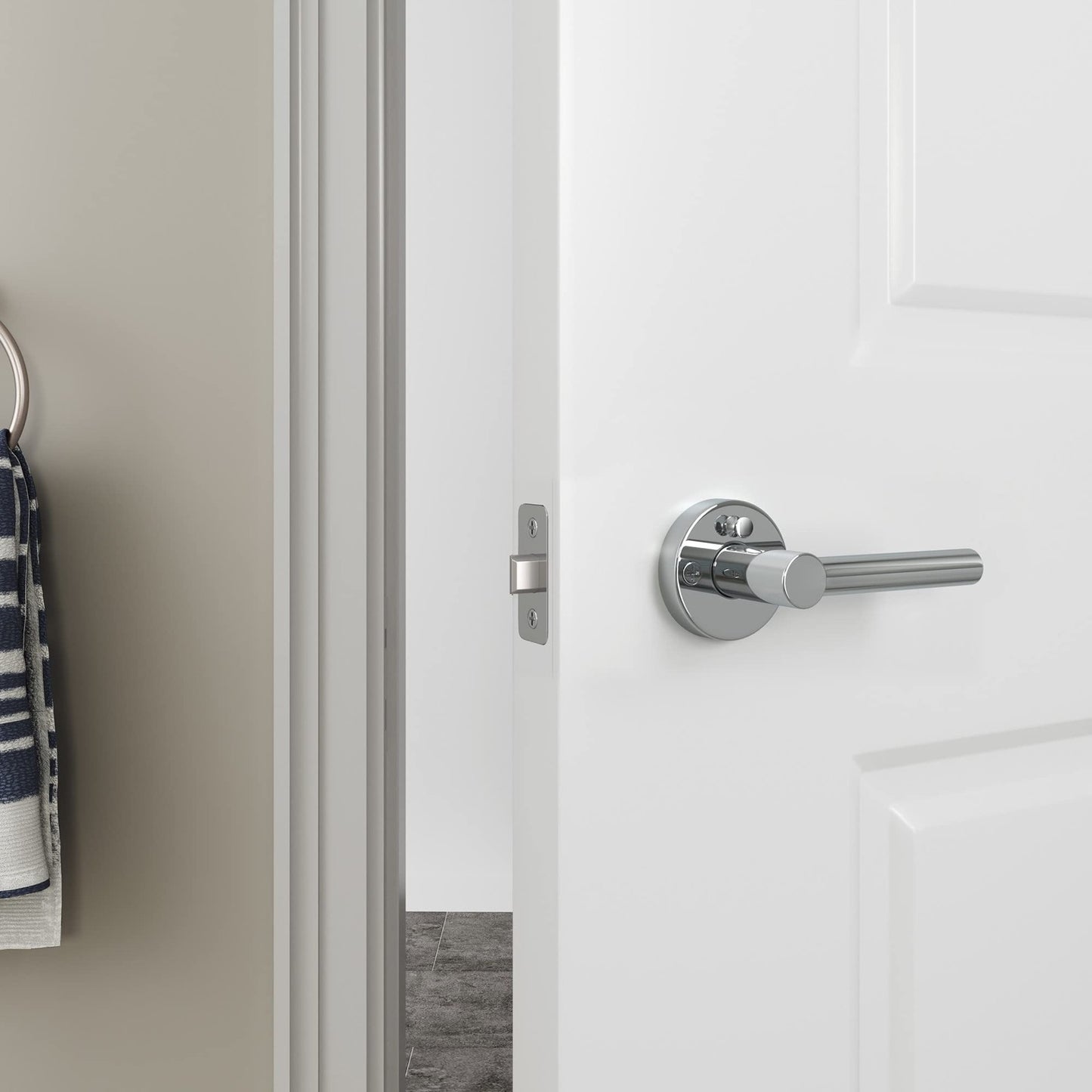 Miseno MLK3012 Elkton Round Rod Privacy Door Lever Set - Satin Brass