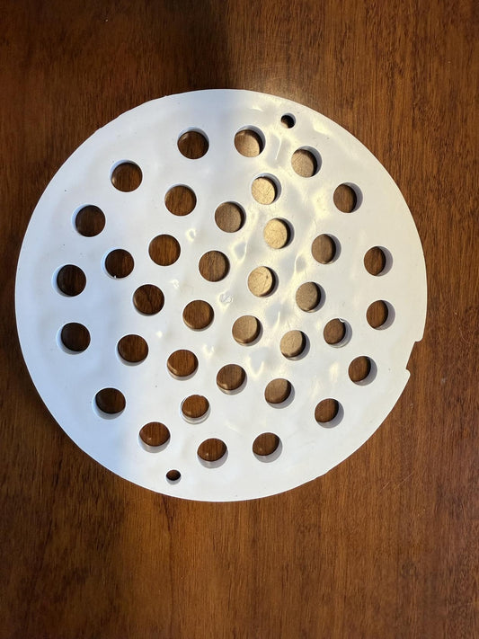 White Round Shower Drain Plate - 5 in diameter