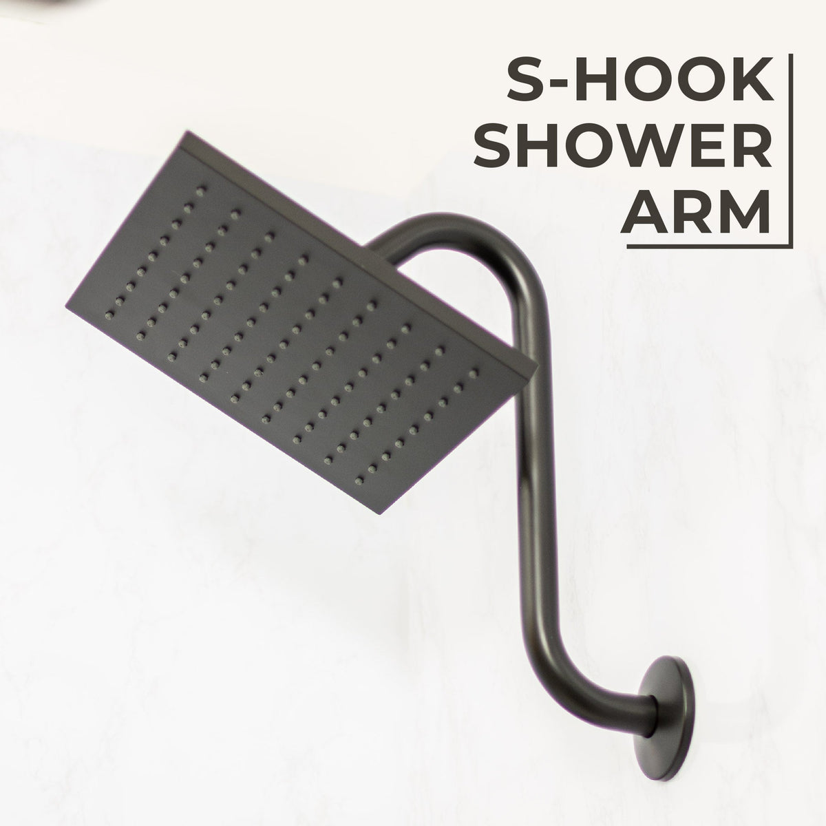 10.5 in. S-Shaped Stainless Steel Shower Head Extension Arm (Black Finish) - view 8