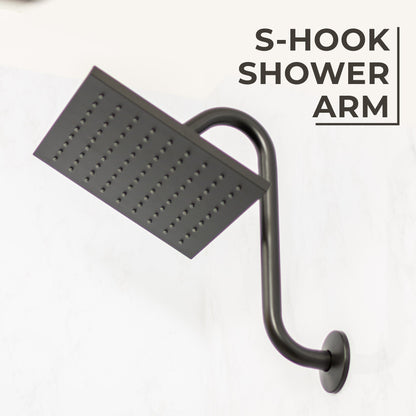 10.5 in. S-Shaped Stainless Steel Shower Head Extension Arm (Black Finish) - view 8