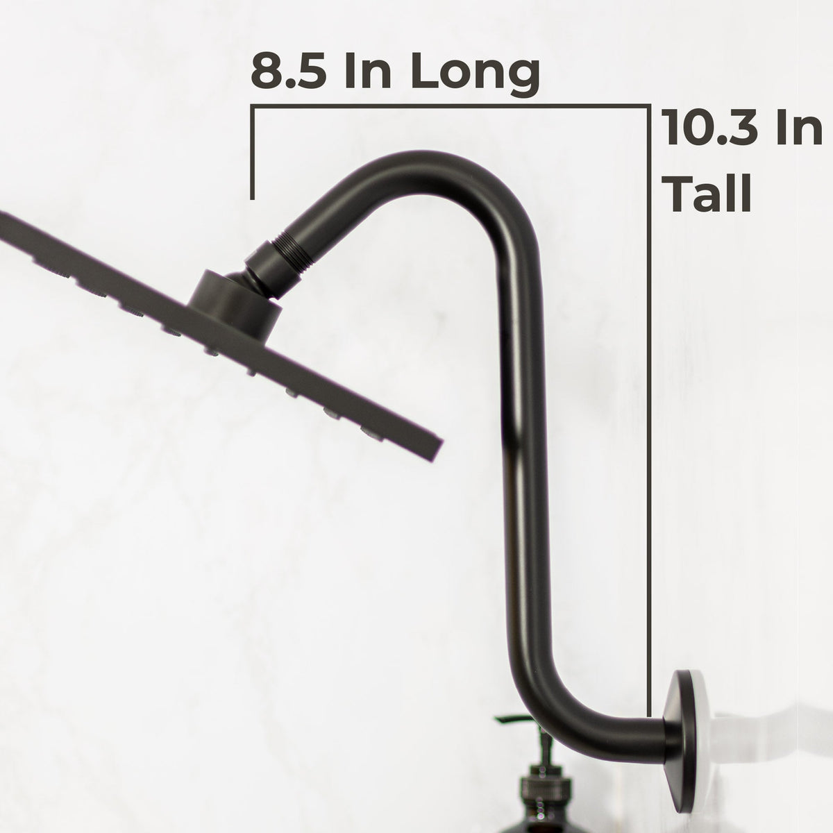 10.5 in. S-Shaped Stainless Steel Shower Head Extension Arm (Black Finish) - view 2