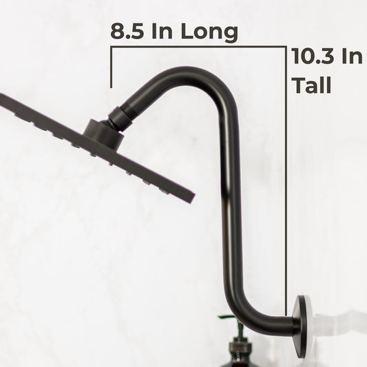 10.5 in. S-Shaped Stainless Steel Shower Head Extension Arm (Black Finish) - view 2