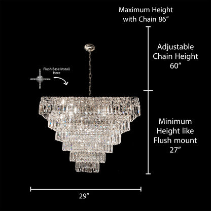 Tiered Square Crystal Chandelier Chrome 29" - view 5
