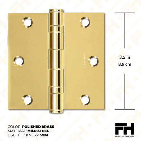 Polished Gold 3.5 x 3.5" NRP Steel Ball Bearing Hinge - Residential Door Hinge - 2 Pack - view 2