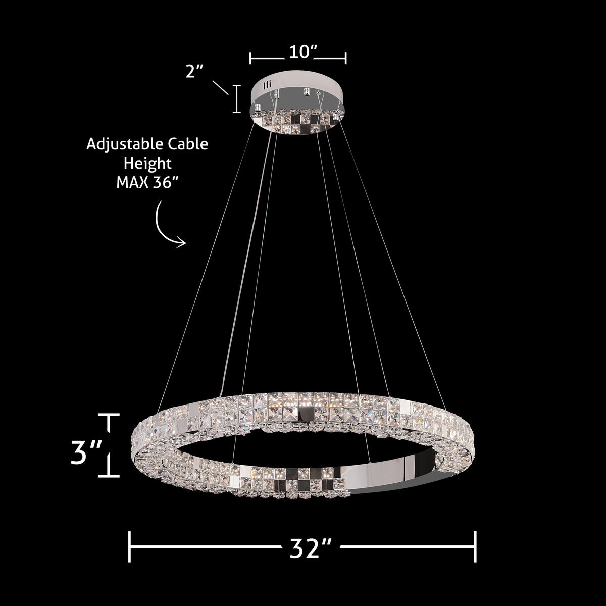 Modern Crystal LED Ring Chandelier - view 7