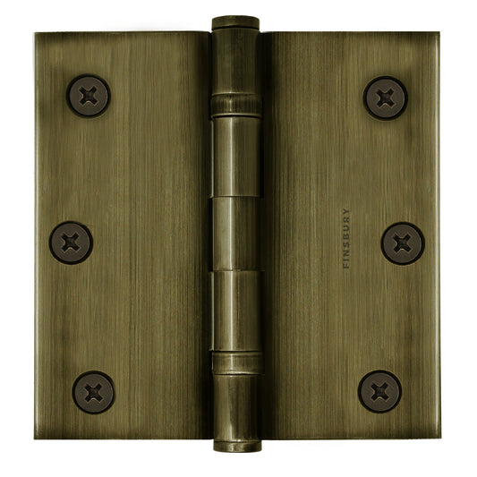3x3 Inch Solid Brass Ball Bearing Door Hinge - Antique Brass