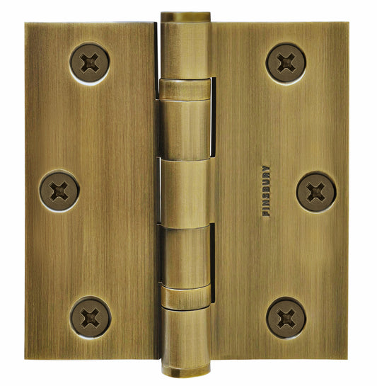 3.5 x 3.5 Inch Solid Brass Ball Bearing Door Hinge - French Antique