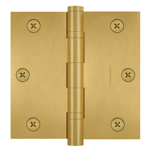 3.5 x 3.5 Inch Solid Brass Ball Bearing Door Hinge - Satin Brass