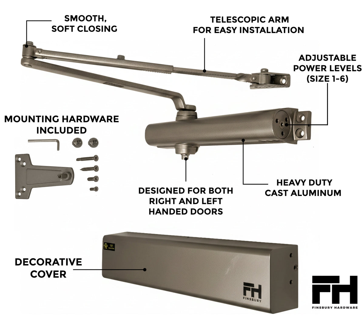 Heavy Duty Aluminum Commercial Door Closer - Duronotic - view 5