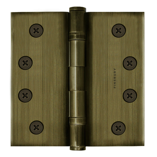 4.5 x 4.5 Inch Solid Brass Ball Bearing Door Hinge - Antique Brass