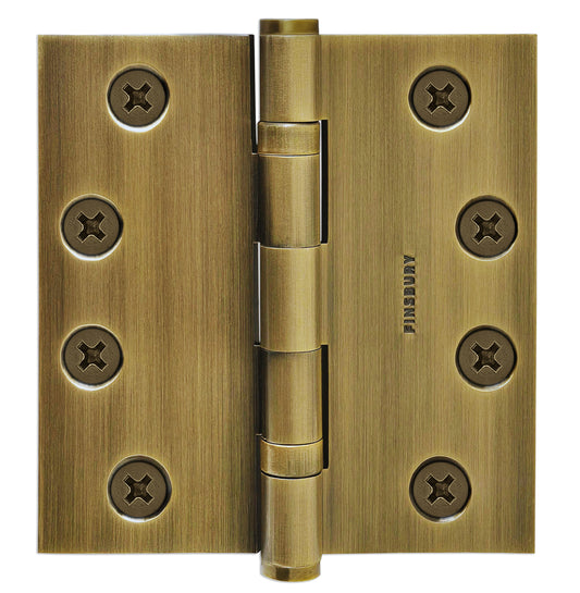 4.5 x 4.5 Inch Solid Brass Ball Bearing Door Hinge - French Antique