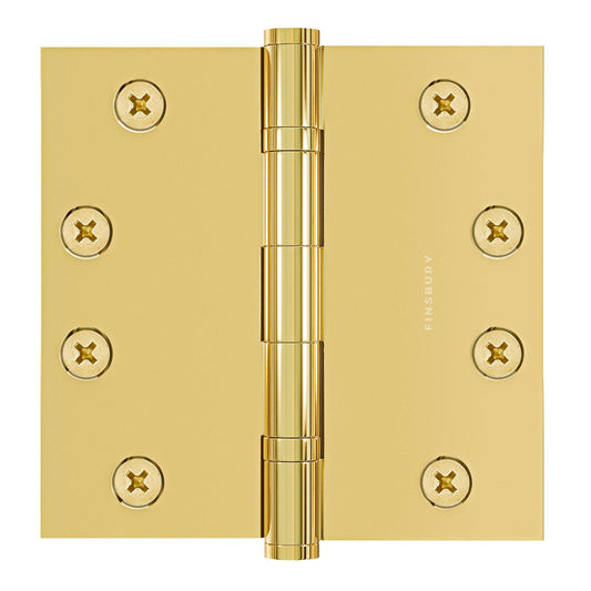 4.5 x 4.5 Inch Solid Brass Ball Bearing Door Hinge - Polished Brass