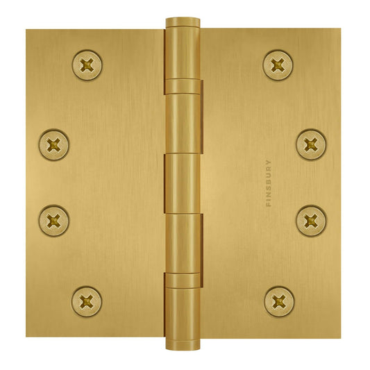 4.5 x 4.5 Inch Solid Brass Ball Bearing Door Hinge - Satin Brass