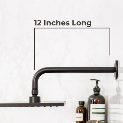 12 in. L-Shaped Shower Head Extension Arm (Black Finish) - view 2