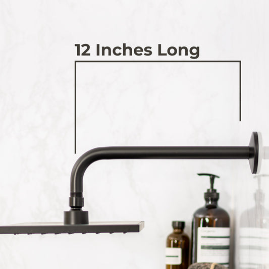 12 in. L-Shaped Shower Head Extension Arm (Black Finish) - view 2
