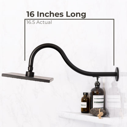 16 in. High-Arc Hook Shower Head Extension Arm (Black Finish) - view 2