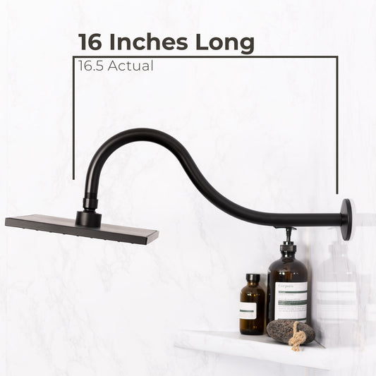 16 in. High-Arc Hook Shower Head Extension Arm (Black Finish) - view 2